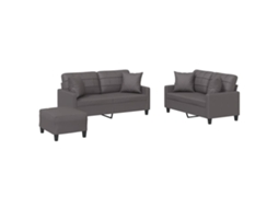 3 Pcs Conjunto de Sofás com Almofadas Couro Artificial Cinzento MAISON EXCLUSIVE