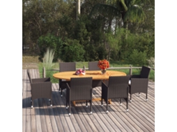 Conjunto 7 Peças Jantar Para Jardim Com Almofadões Castanho Dkd Home Decor