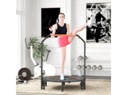 Mini Trampolim Fitness Ø114 Cm Dobrável Com Manípulo Ajustável Em Altura, Laranja E Preto