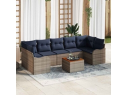 Vidaxl Conjunto De Sofá De Jardim 8 Unid. Cinzeto Vime Pe