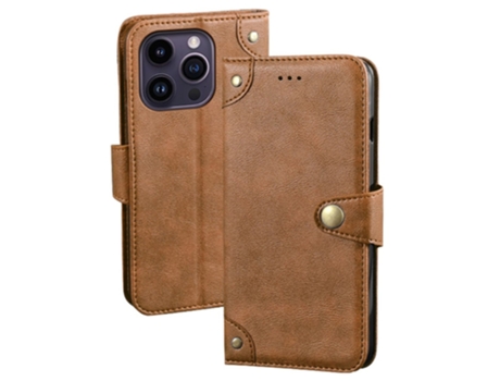 Capa Para Iphone 15 Idewei Pele Sintética Anti-choque Castanho