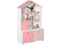 Estante De Brinquedos Rosa Para Quartos Infantis E Adolescentes Com 2 Gavetas Retráteis, 80 X 34 X 130 Cm