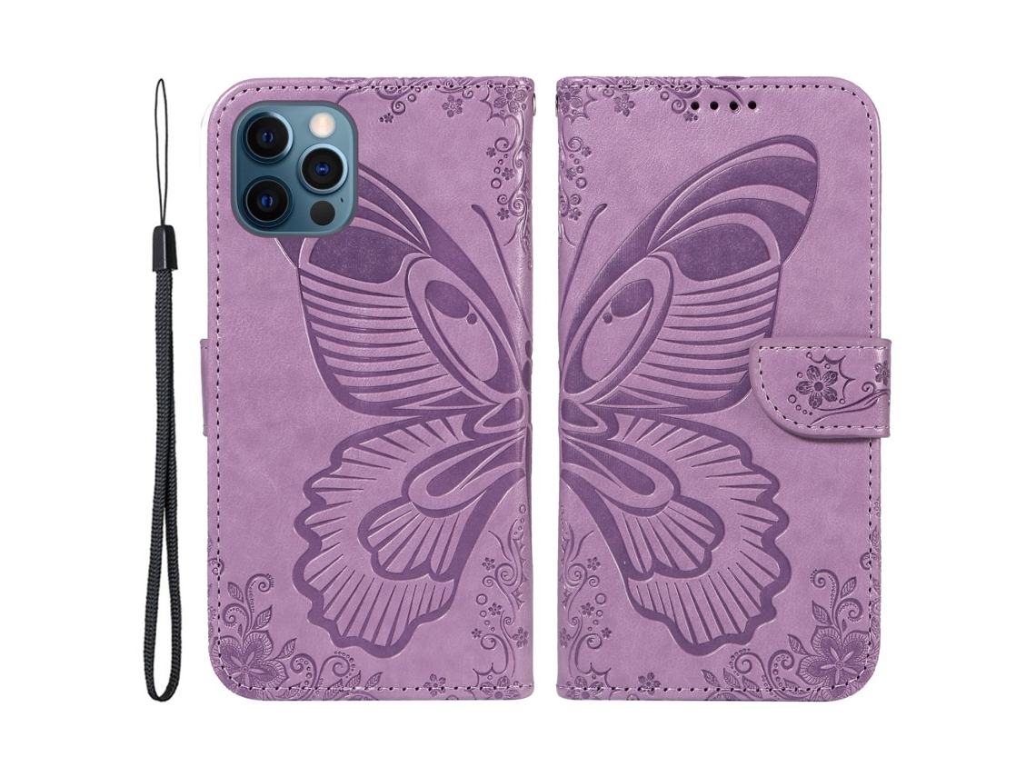 Capa Para Iphone 13 Pro Pele Sintética Roxo