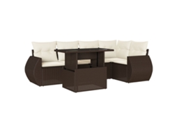 Conjunto de 6 Sofás Jardim com Almofadões Vime Pe Castanho MAISON EXCLUSIVE (80x200 cm)