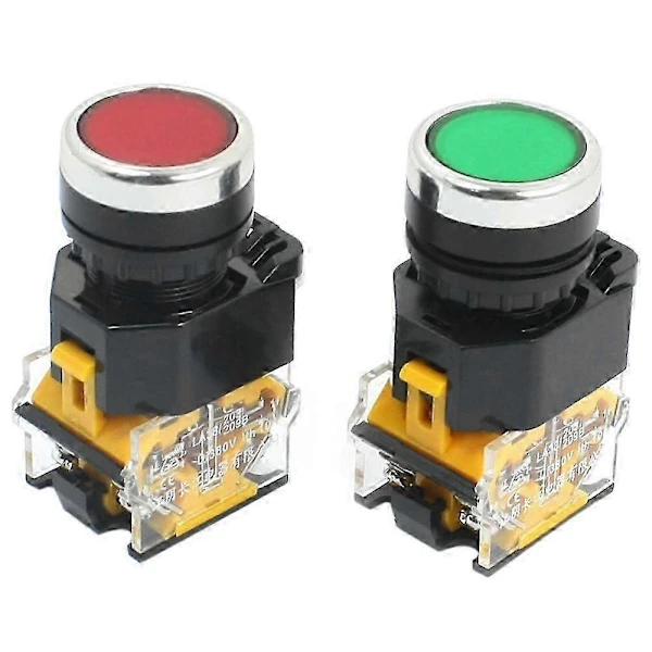 2 Unidades De Botão Pressão Momentâneo Dpst Vermelho/verde 10 A 380 V Com Montagem Em 22 Mm
