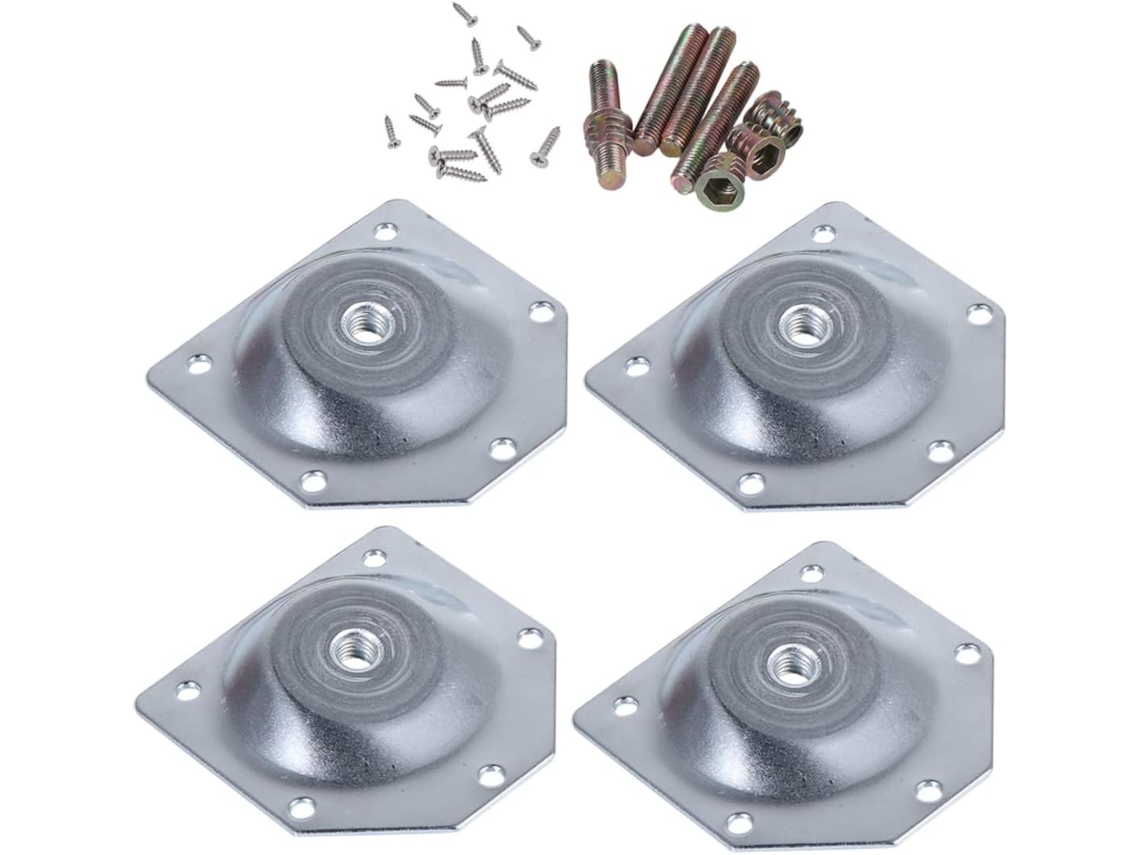 Conjunto De 6 Peças Conectores Pés Mesa Com Placa Ferro Chanfrada Para Proteção Pisos E Móveis