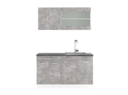 Cozinha R-Line, 140 cm, PT Antracite, Concreto/branco, Vicco