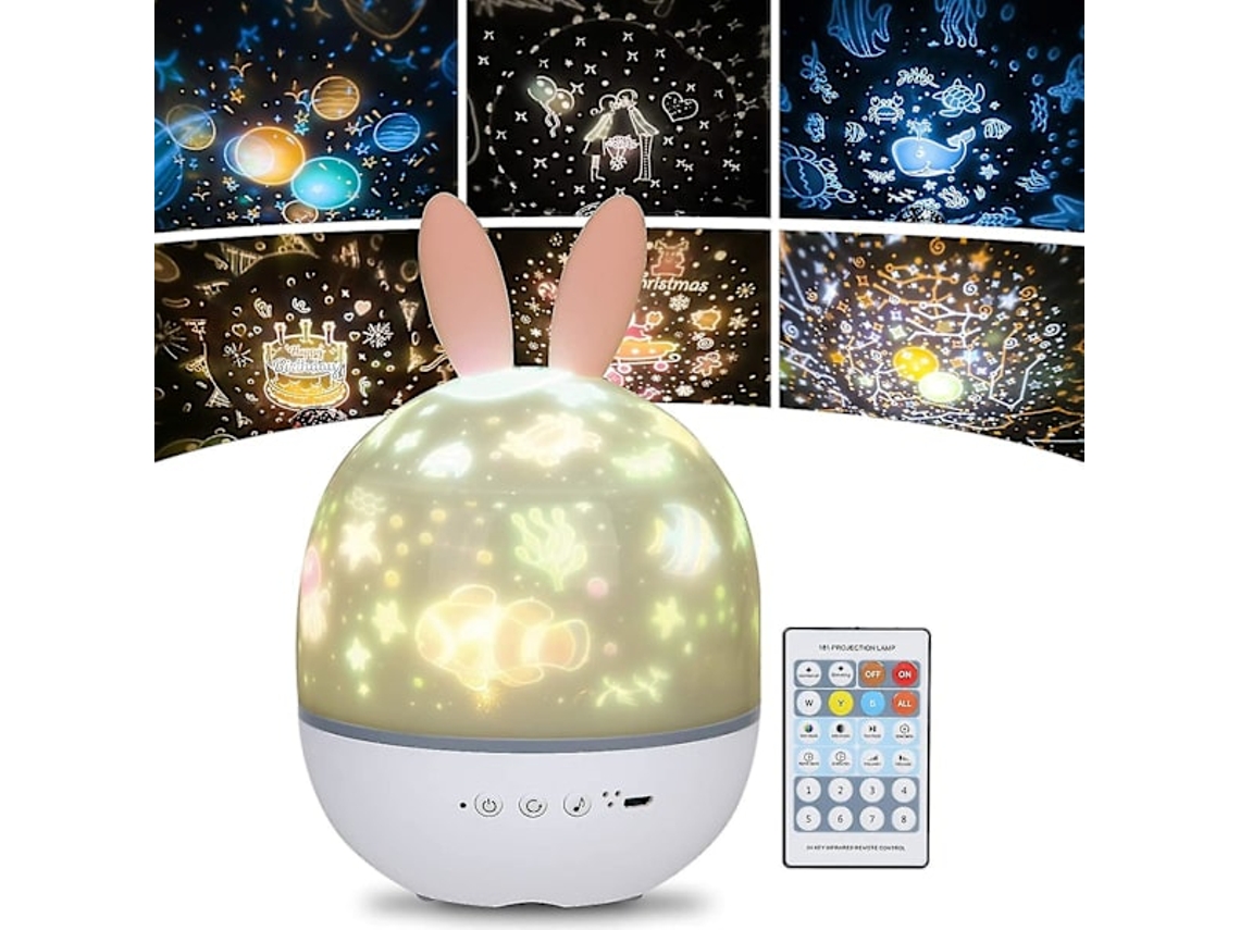 Luminária Noturna Infantil com Projetor de Estrelas, Rotação 360°, Música e Temporizador BRILVIBERA (novo Modelo 2024)