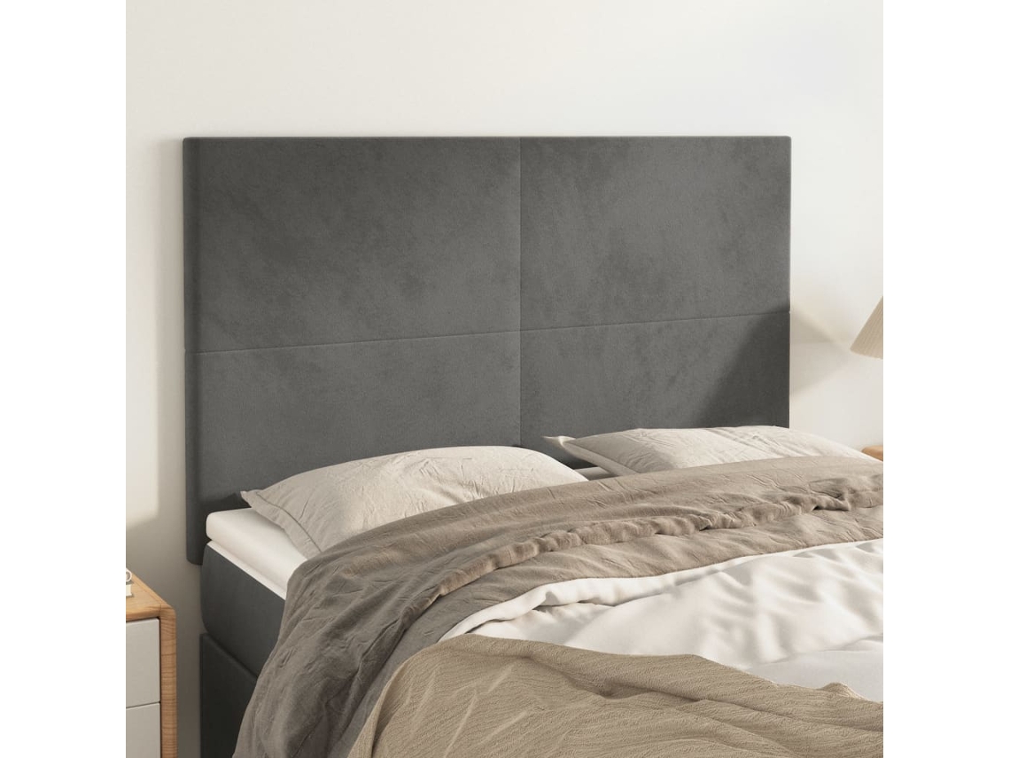 Vidaxl Cabeceira Cinza Escuro 144x5x118/128 Cm Veludo
