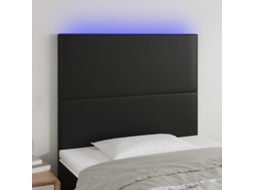 Cabecero con LED Piel Sintética 80x5x118/128 cm Negro