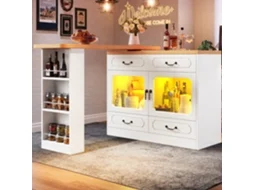 Mesa De Bar Extensível Com Armazenamento Led Branca 135 203x39x92,8cm Ideal Para Salas De Estar E Cozinhas Modernas Mega Echo Trade Shop