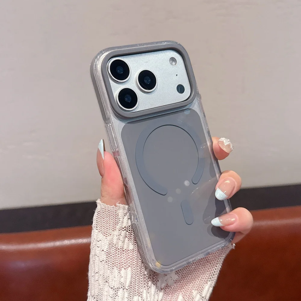 Capa Para Celular (cinza, Iphone 17 Pro Max), Compatível Com Encaixe Magnético Magsafe, Resistente A Impactos E Arranhões.