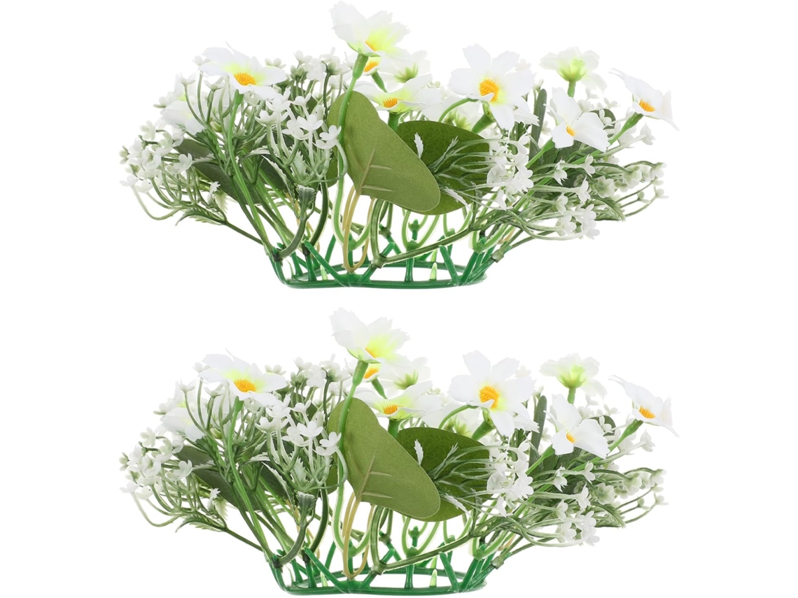 Guirlanda Velas 2 Peças Margaridas Brancas Plástico Estrutura Multifuncional Resistente Decoração Festas GOKOCO