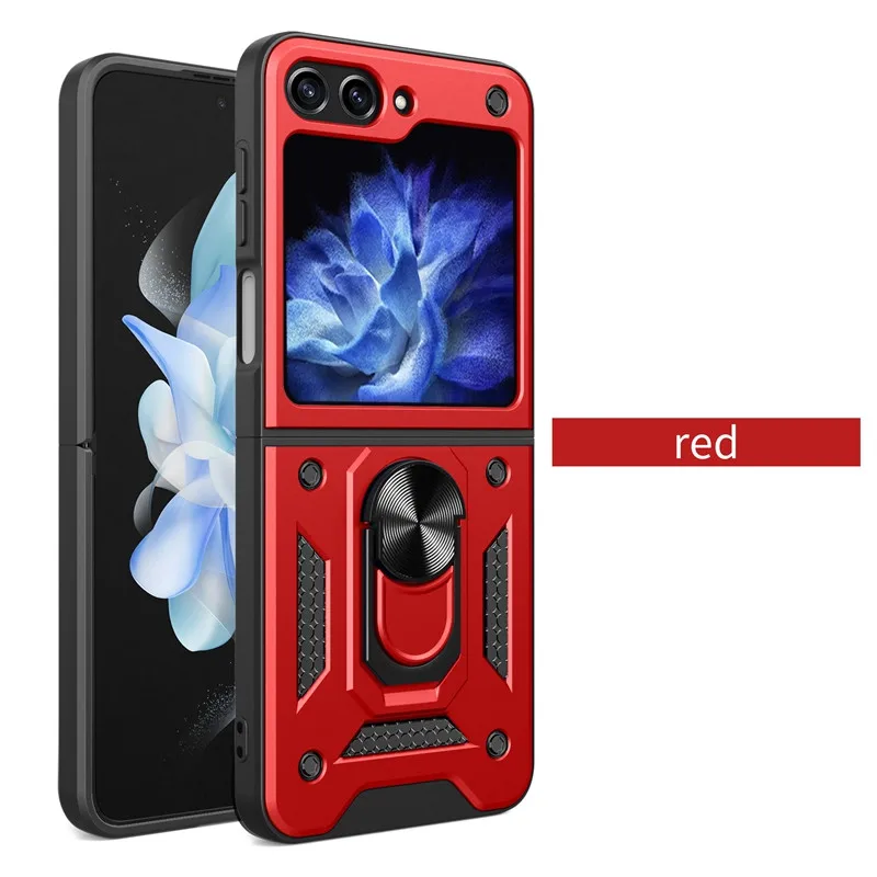 (vermelho, Galaxy Z Flip5) Capa Protetora Resistente A Impactos Com Suporte De Anel E Aderência Antiderrapante.