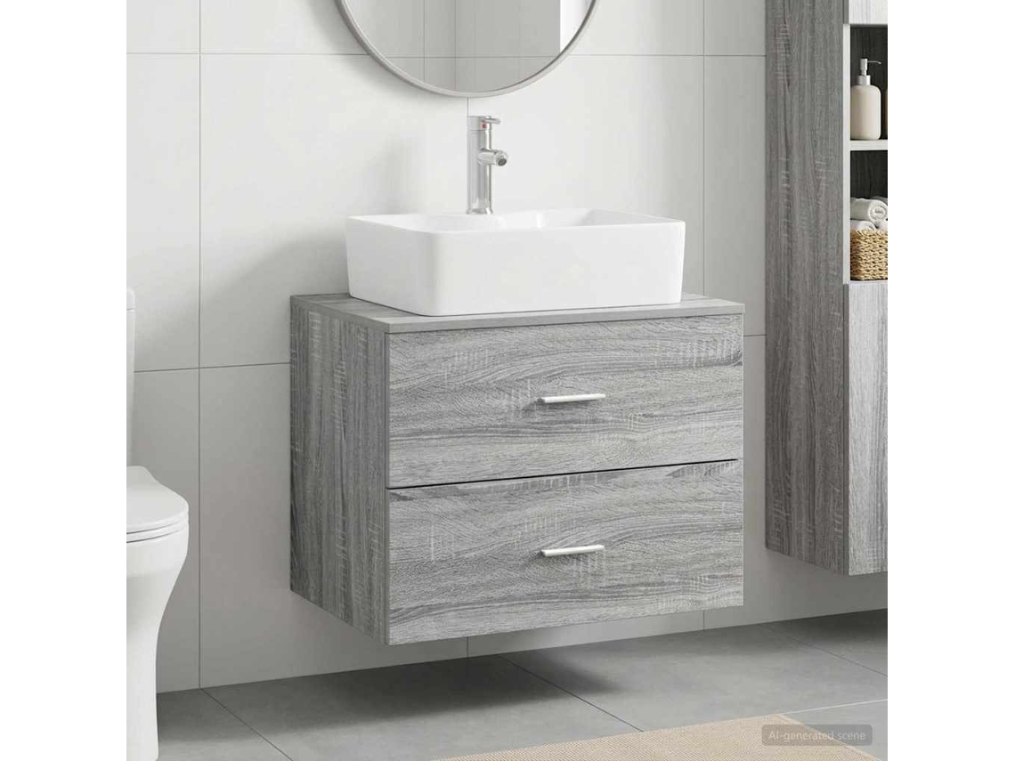 Vidaxl Conjunto De Móveis Para Banheiro Sonoma Cinzento