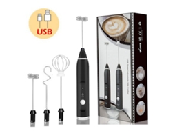 Espumador Elétrico de Leite, Portátil, Aço Inoxidável, para Café, Preto AQUAFORGE