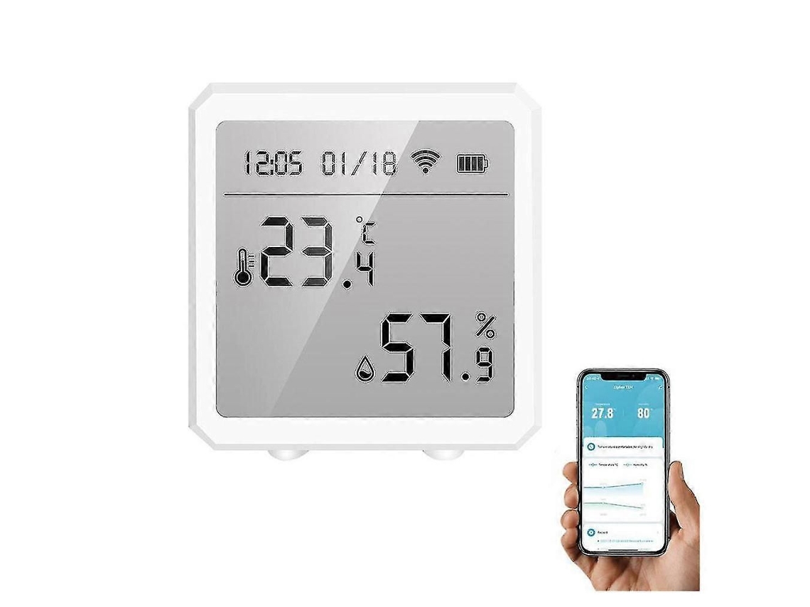 Sensor De Temperatura E Umidade Wifi Tuya Para Ambientes Internos, Compatível Com Alexa E Google Home