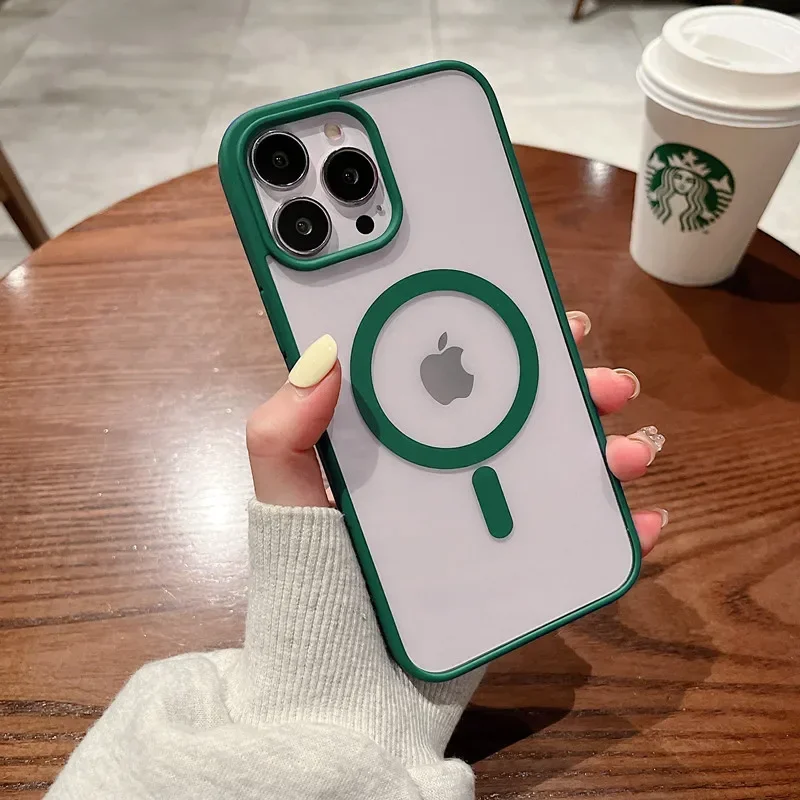Capa Magsafe Com Carregamento Sem Fio Magnético Para Iphone (iphone 16e, Verde Escuro), Acrílico Rígido
