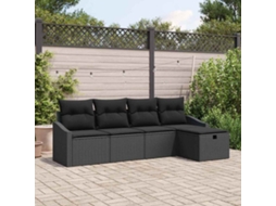 Vidaxl Conjunto De Sofás Com Almofada 6 Pcs Vime Pe