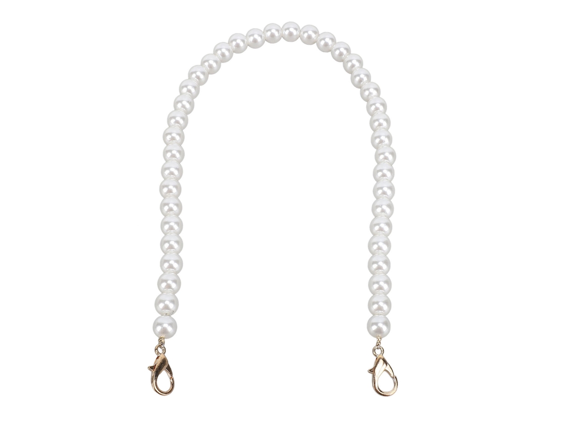 Alça de pérolas artificiais de 40 cm com fecho de liga metálica, elegante, multifuncional e confortável, para bolsas e carteiras. 10 mm