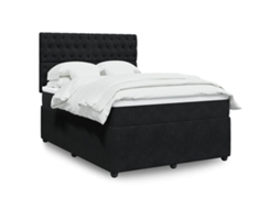 Vidaxl Cama Com Molas/colchão 140x200 Cm Veludo Preto