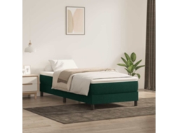 Vidaxl Cama Com Molas/colchão Verde-escuro 80x220 Cm Veludo