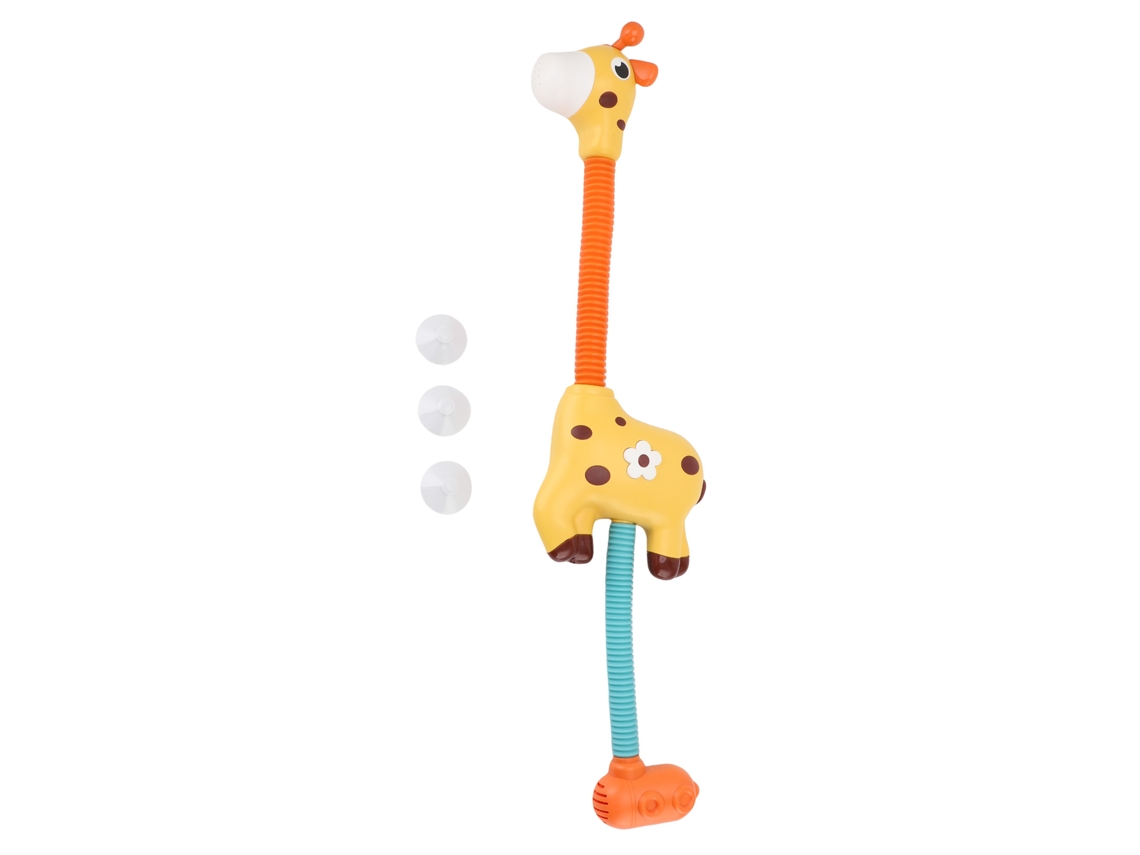 Chuveiro elétrico em forma de girafa para banho de bebê.