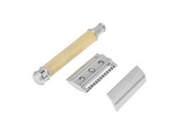 Afeitadora Manual Clássica Com Cabo De Metal E Borda Dupla, Ferramenta De Afeitado Segura, Presente Para Homens (ouro)