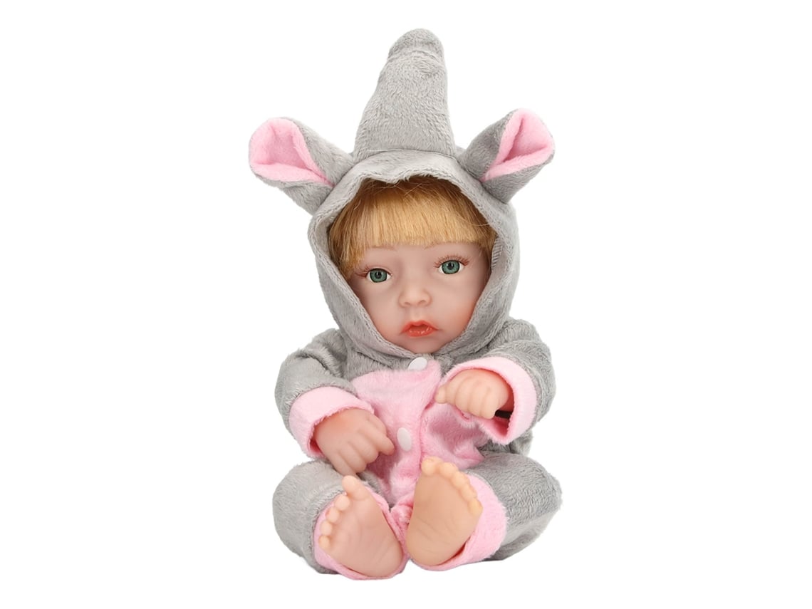Ats muñeca Bebé Reborn Realista de 27,94 Centímetros Con Cabelo Loiro e Bochechas Rosadas de Silicone Recém nascida