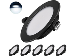 Spot Led De Embutir, 6 Unidades, 7w, 230v, 6000k, Ip44, Acabamento Preto, Para Destaque Em Teto, Jardim, Fachada Ou Áreas Exteriores