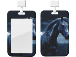 Suporte para Crachá Blue Horse com Cordão, Revestimento Plástico Impermeável, Armazenamento para Crachá, Ideal para Trabalho e Mesa