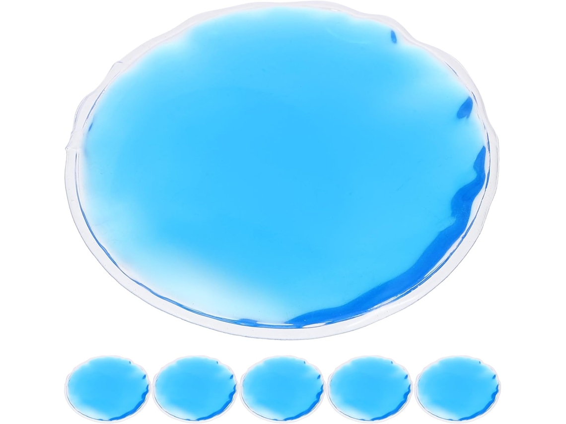 Conjunto De 6 Máscaras De Gel Redondas Para Os Olhos Em Pvc, Leves E Refrescantes, Tamanho Ideal Para Bolso.