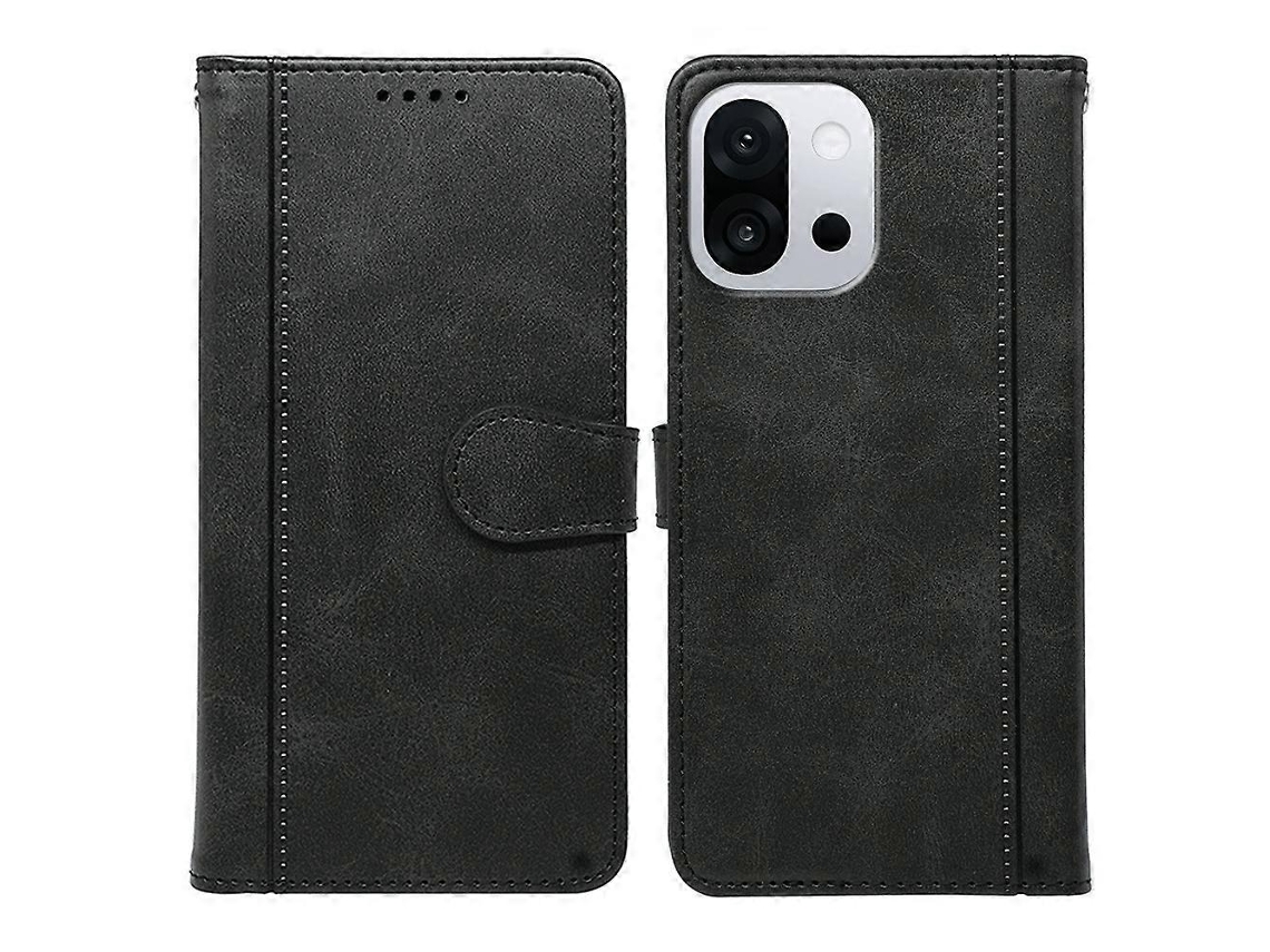 Capa Tkdaddy Para Oneplus 13t 5g Com Textura De Couro De Bezerro E Suporte Estilo Livro, Preta