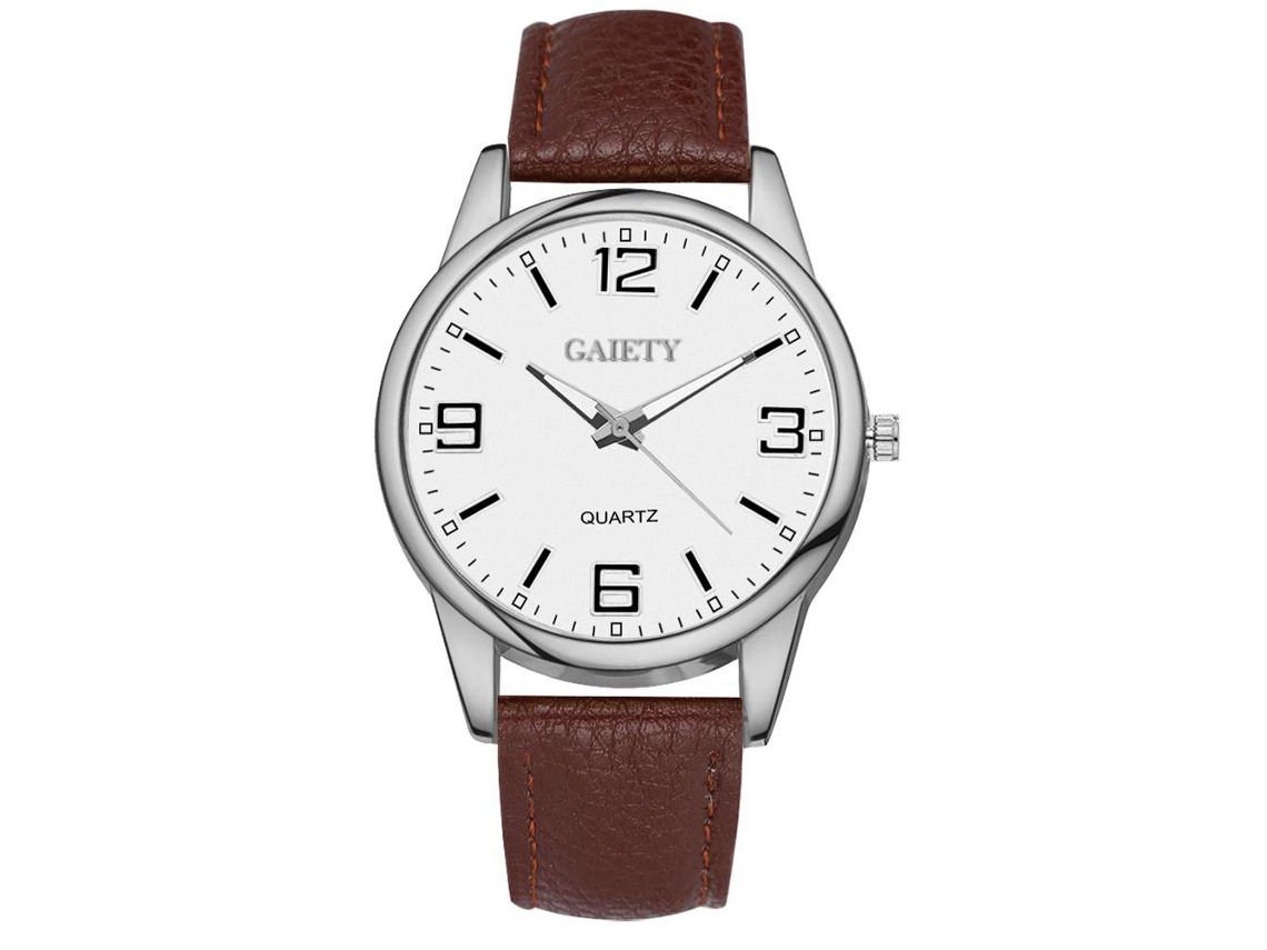 Reloj De Mujer Gaiety Casual Simples Dial Redondo Correa Pu Analógico De Vestir Marrón