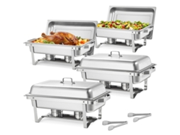 Conjunto De 4 Pratos Retangulares Com Tampa De 8,6 L Para Buffet Vevor