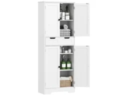 Armário De Banheiro Com Gaveta, Com Porta, Prateleira Ajustável, 60 X 30 X 160 Cm, Branco