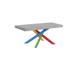 Mesa Extensível 140/400x90 Cm Volantis Premium Cimento Pernas Multicoloridas 4/b Itamoby