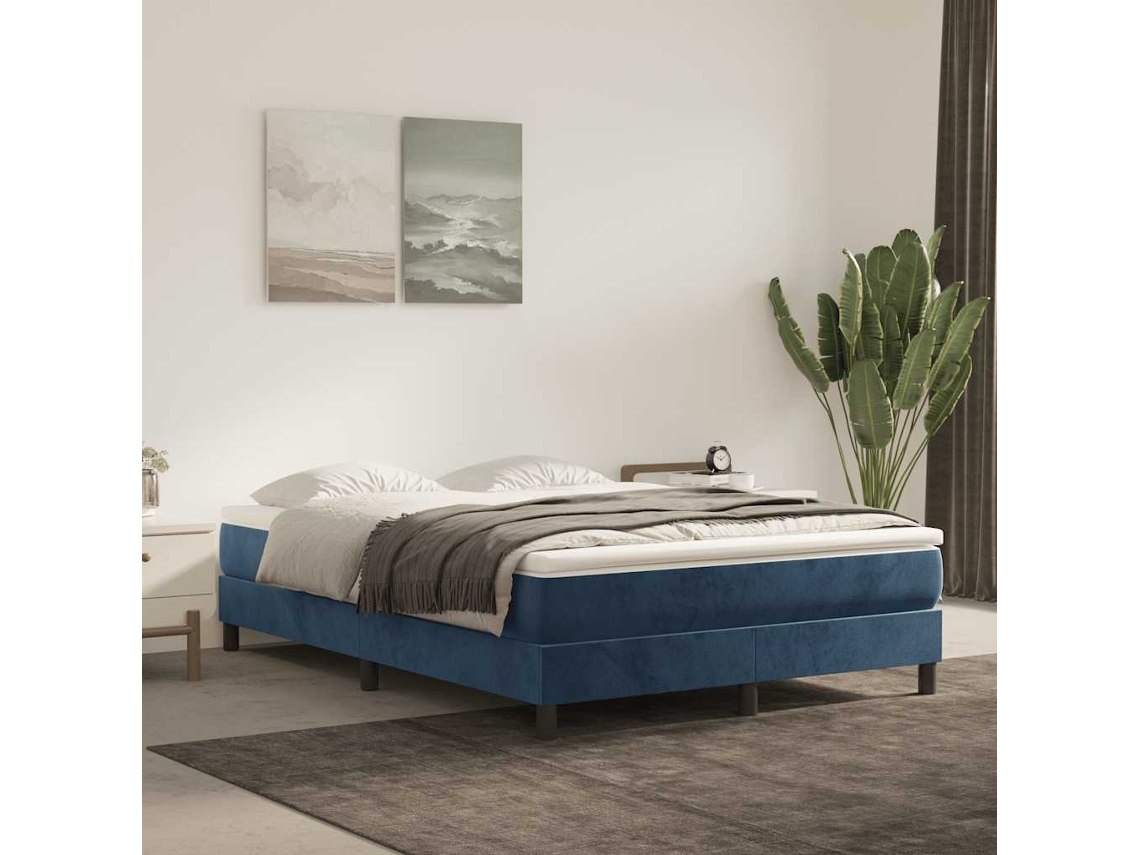 Vidaxl Colchão De Molas Ensacadas Firmeza Média 140x220x20 Cm Veludo Azul-escuro