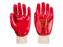 Luvas De Pvc Com Punho Elástico E Suporte Interno Em Algodão / Vermelho / M Portwest