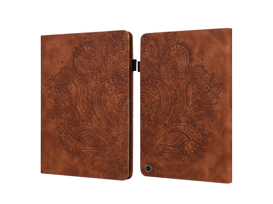 Capa de couro com padrão de pavão em relevo para tablet Google Pixel Webake