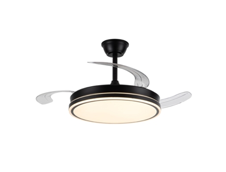 Ventilador Miso Evo Preto Led 72w Com Pás Dobráveis, Memória De Energia, Aplicação, Controle Remoto, Cct 3000 4000 6000k, Silencioso Wonderlamp