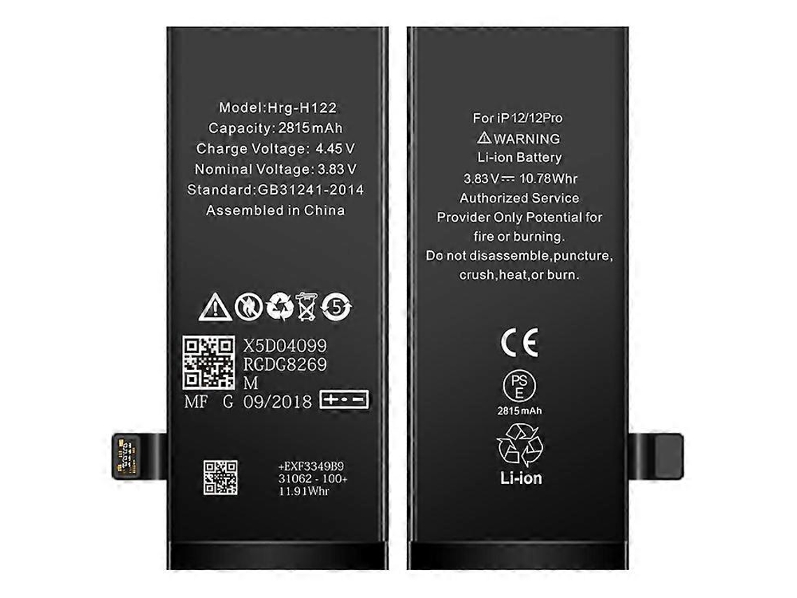 Bateria De Íon De Lítio Recarregável De 3,83 V E 2815 Mah Compatível Com Iphone 12 De 6,1 Polegadas/12 Pro De 6,1 Polegadas Webake (sem Logotipo)