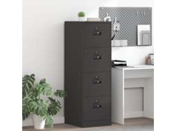 Vidaxl Armário De Arquivo Preto 44 X 50 X 139 Cm Aço Laminado A Frio