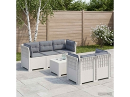 Vidaxl Sofá De Jardim De 5 Pessoas Com Almofadas Visual De Rattan Pp