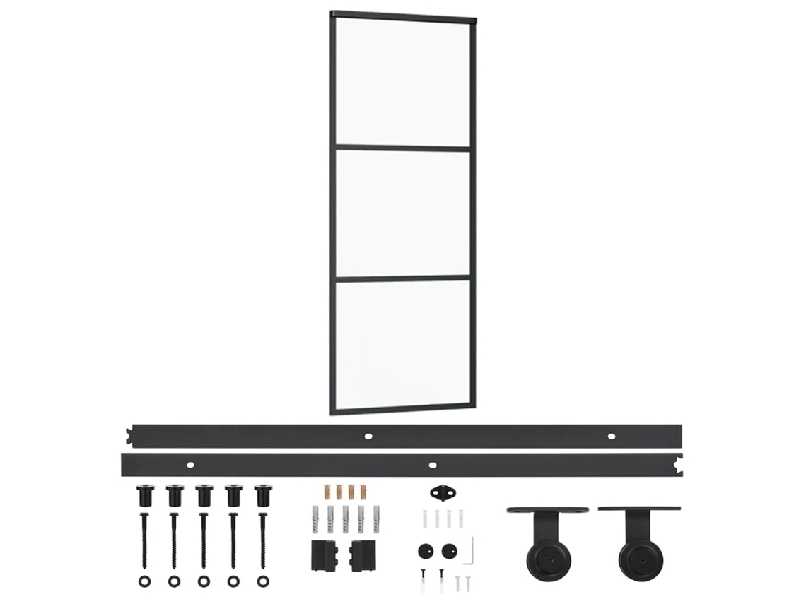 Sliding Door, Sliding Doors Vidaxl Preto Alumínio (76 X 205 Cm (trilho Deslizante De 183 Cm))