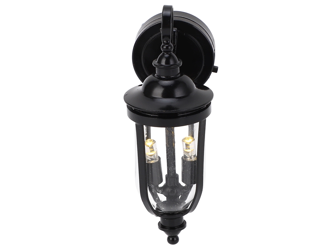 Mali lâmpada de Parede Miniatura 1:12 Led com Abajur de Vidro para Casa de Boneca Diy Decoração Preta