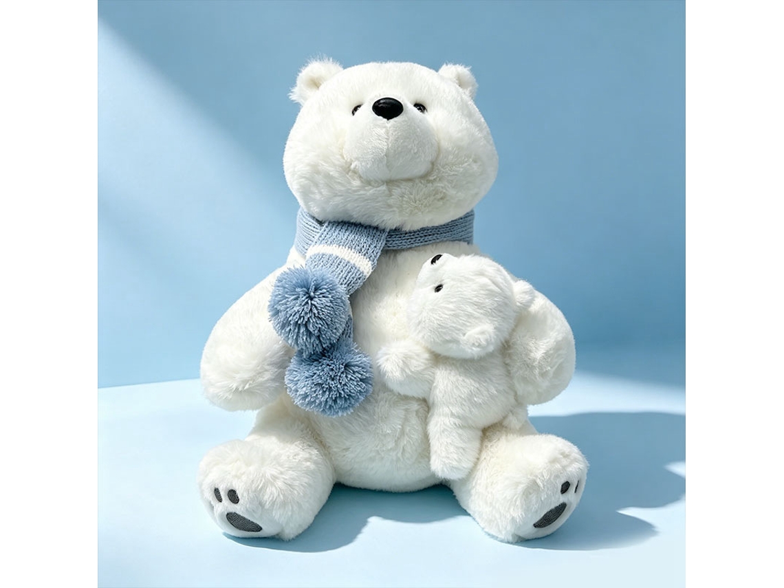 (28 Cm 0,25 Kg) Urso Polar De Pelúcia Com Seu Filhote, Boneco De Companhia, Boneco De Almofada
