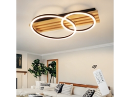 Nettlife Candeeiro De Teto Led Regulável De Madeira Com 3 Anéis, 46 W, Moderna, 70 Cm, Para Sala De Estar