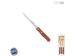 Faca de Cozinha Multiuso Montana Lâmina Serrada Aço Inox 11 cm Cabo de Madeira (Blister 3 Peças) ORYX