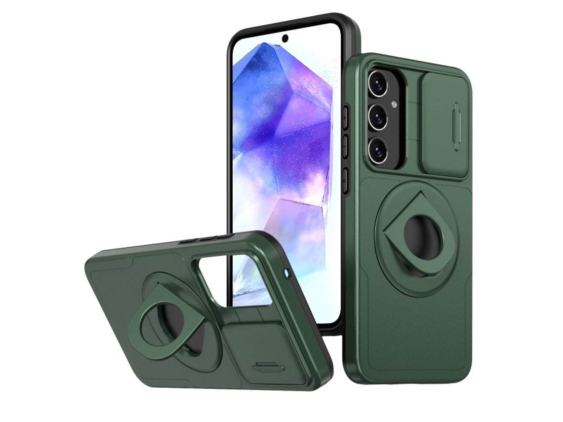 Capa Zruxe Compativel Com Samsung Galaxy A55 5g (camshield - Magsafe - Anel - Armor - Verde Escuro)
